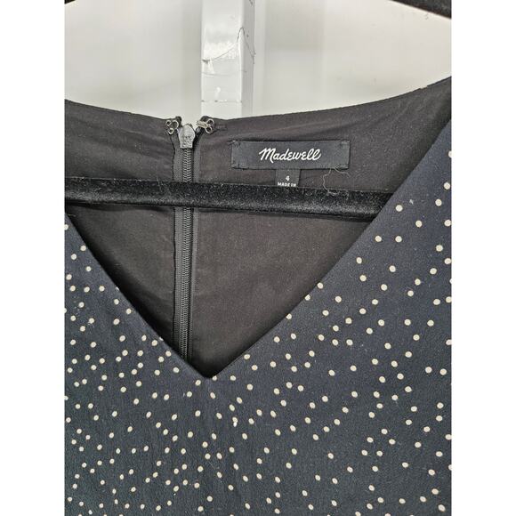 Madewell Sz 4 Navy White polka dots Shift Mini Dress, fully lined - Picture 3 of 5